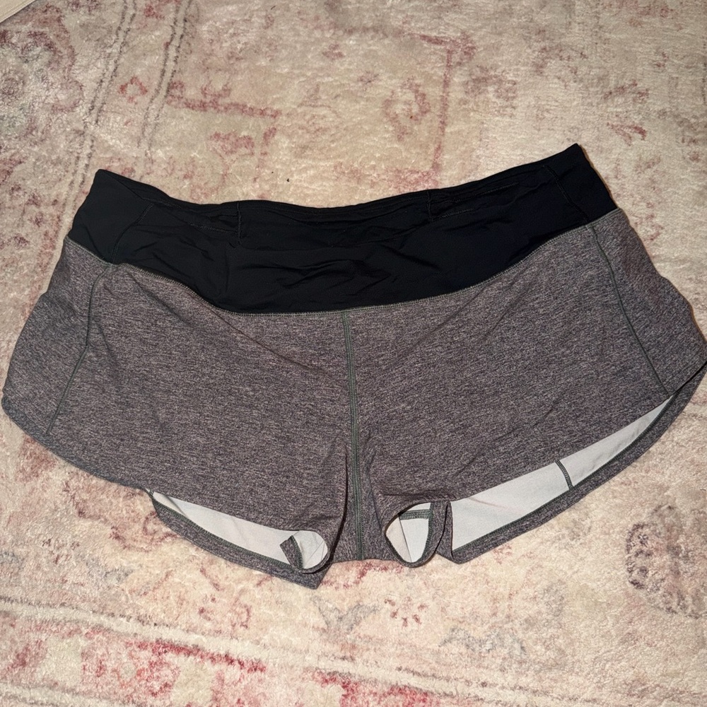 Women’s Performance Running Shorts - Black Waistband with Heather Gray Body